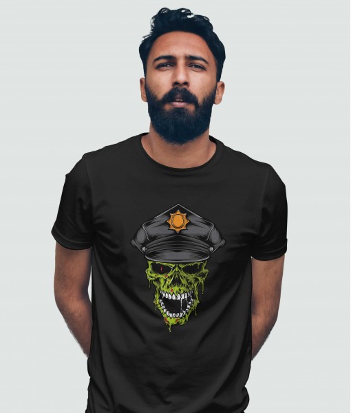 Мъжка тениска с щампа Готика Police skull